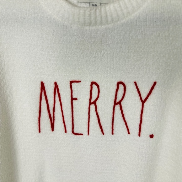 Rae Dunn “MERRY.” White Cozy Holiday Sweater | Christmas Pullover | Size ___ - Picture 4 of 8